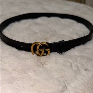 Gucci Black Belt with Gold GG Buckle